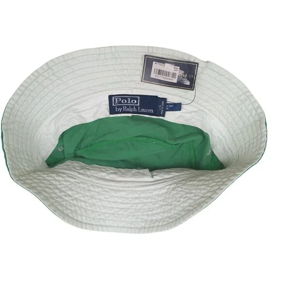 NEW Vintage Polo Ralph Lauren Bucket Hat! Weathered Green With White Big Pony